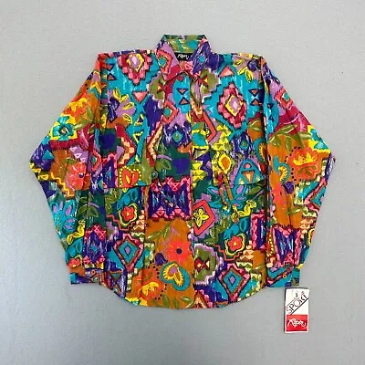 VINTAGE Roper Shirt Mens Small Aztec Crazy Colors Western Button Up NEW TAGS • $40.50