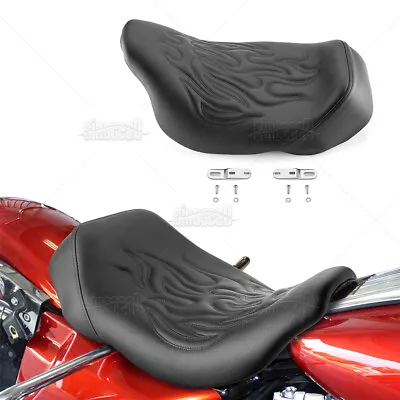 Black Fire Solo Seat For Harley Touring Road King Street Electra Glide 2008-2024 • $124.99