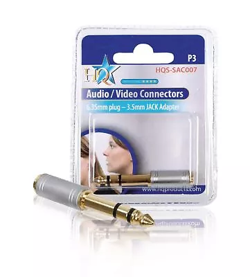 Large Jack 6.35mm To 3.5mm Socket Adapter 24K Gold Plated Audio Converter • £3.28