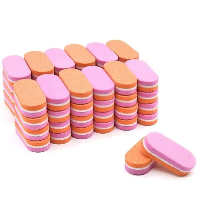 50pc Nail Buffer Block Mini Buffers Orange Pink Oval Nail Sanding Blocks 100/180 • $11.85