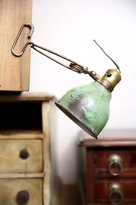 Vintage Industrial Shop Light Drafting Table Adjustable Swing Arm Lamp Green • $99.99