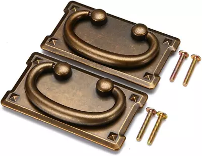 2Pcs Vintage Antique Bronze Drawer Ring Pull Handles Knobs Hardware For Dresser  • $13.06