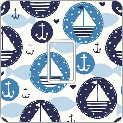 Nautical Blue Boat UK Light Switch Vinyl Sticker Skin Nursery Kids Bedroom LS102 • £1.99