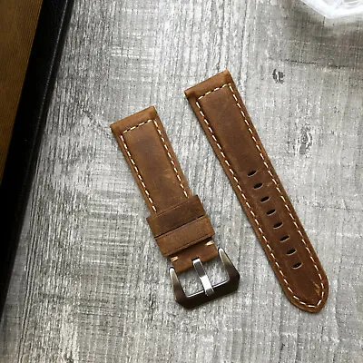 Brown Italian Leather Watch Strap For Panerai Luminor Marina PAM 22mm 24mm 26mm • £38