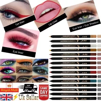 Waterproof 3 In 1 Eyeliner Smooth Lip Liner Eyeshadow Pencil 15 Colours • £2.19