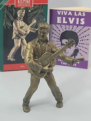Hallmark Brass Plated Elvis Keepsake Christmas Ornament W/Box & Mini Elvis Book  • $17.99