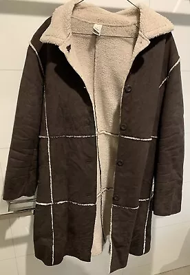 Women's Winter Jacket Size 14 89cm Long Brown • $20