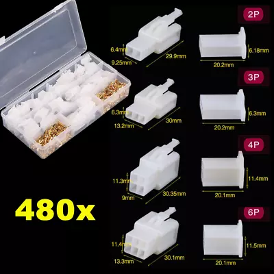 480Pcs Motorcycle Car Electrical 2.8mm 2 3 4 6 Pin Wire Auto Connectors Terminal • £7.99