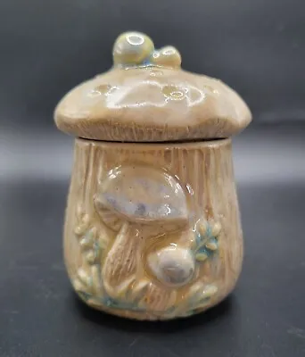 3.5  Mushroom Ceramic Spice Small Jar W/ Lid MCM Vintage Retro Marked K On  Base • $16