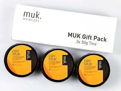 Dry Muk Triple Hair Wax Gift Pack 3x Tins Of 50g Ultra Matt Strong  (£6.65 Each) • £19.95