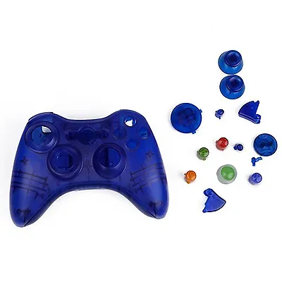 Blue Custom Crystal Clear Wireless Controller Shell Case For XBox 360 Pad • £99.99