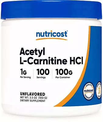 Nutricost Pure Acetyl L-Carnitine 100g 1000mg Per Serving 100 Servings • $16.98