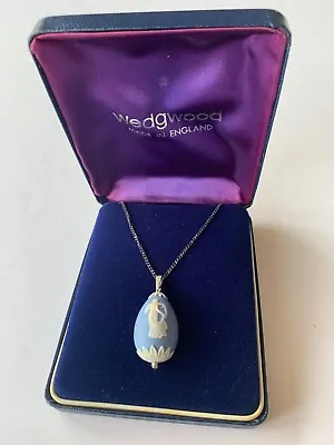 £74.51 • Buy Wedgwood Blue Jasperware Egg Shape Pendant Necklace Dancing Lady England