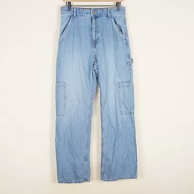 H&M Wide Leg Cargo Blue Jeans Womens Sz 8 • $25.20