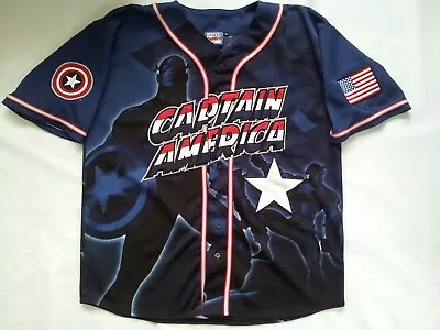 Vintage Rare 2002 Marvel Comics Captain America Baseball Style Jersey In Size Xl • $341.81