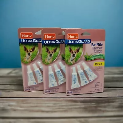 3x Hartz UltraGuard EAR MITE TREATMENT For Dogs WITH ALOE Pet Care Dog 3 Tubes • $21.99