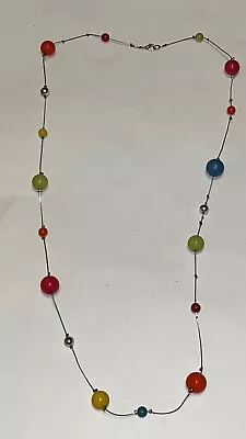 Long Red Yellow & Green Small & Big Bead Beaded Fashion Costume Necklace Unisex • $12.95