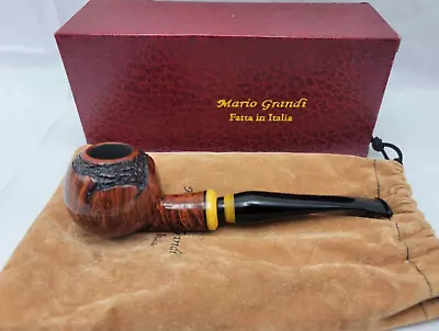Mario Grandi UNSMOKED Brown Tobacco Pipe Black Mouthpiece W/ Bag New Open Box • $164.99