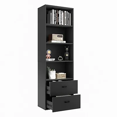 6-Tier Modern Bookshelf 188 Cm Tall Bookcase W/ 4 Open Shelves And 2 Drawers • £134.95