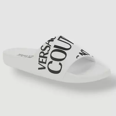 $125 Versace Jeans Couture Men's White Logo Slide Sandal Shoes Size US 7 EU 40 • $39.98