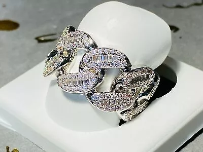 Pinky Men's Cuban Link Ring 1.50ct Lab Created VVS1 Diamond 14k White Gold Fn • $186.98