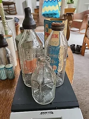 Lot Of  3 Vintage Pyrex Baby Nursing Bottles Corning Glass  8 & 4 Oz.  • $10