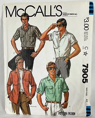 Vtg OOP McCalls Sewing Pattern 7905 Men's Button Shirts Sz 42 80's Styles UC FF • $10
