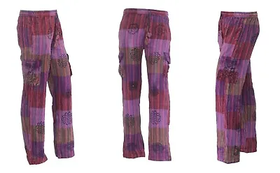 S-5XL UNISEX Trousers Hippie Boho Yoga Pants Wide Festival Cargo Combat HT1 • £20.99