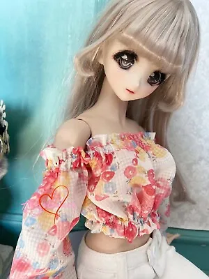 Floral Off Shoulder Crop Top Blouse Summer Clothes For 1/4MSD 1/3SD BJD Doll • $24.22