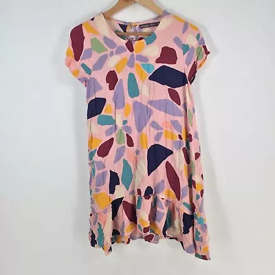 Mister Zimi Womens Dress Size 6 Mini Pink Geometric Short Sleeve Viscose 070406 • $59.95