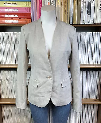 Zara Womens Blazer Jacket XS UK 8 Minimalist Cut Away Collar Single Breasted • £14