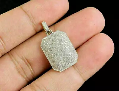 3Ct Round Cut Real Moissanite Dog Tag MEN'S Pendant 14k White Gold Plated Silver • $125.58