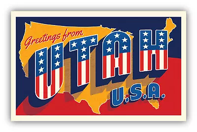 Utah USA State Vintage Greetings Vinyl Sticker Decal • $2.75