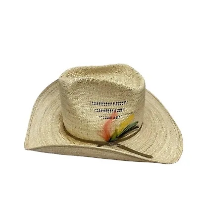 Vintage Men's Stetson Roadrunner Straw Cowboy Hat 6-7/8 • $24.99