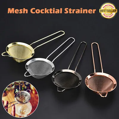 Cocktail Strainer Fine Mesh Stainless Steel Professional Colander Sifter Tool UK • £5.29