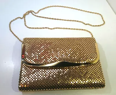 C&A Gold Chainmail Envelope Shoulder Bag Chain Strap Clutch Bag Formal Cocktail • £23.99