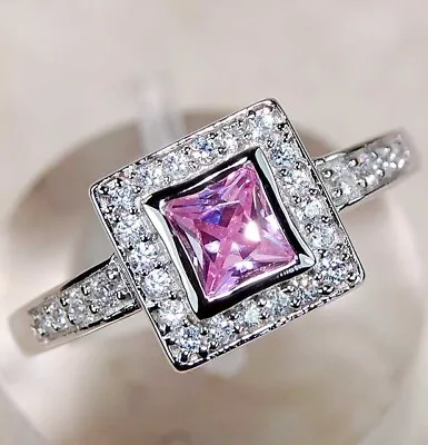 1CT Pink Sapphire & Topaz 925 Solid Sterling Silver Ring Sz 8 N3-8 • $15.99