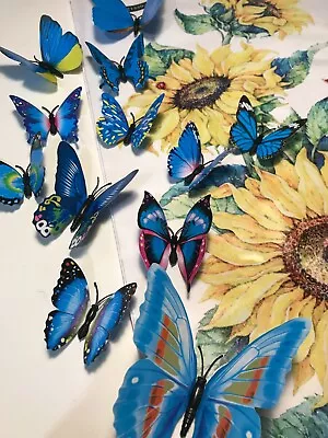 $10.99 • Buy Sunflower Wall Sticker Decals With 12 Pcs 3D Magnetic Butterflies Wall Decor AU