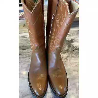80’s 90’s JUSTIN Roper Boots Womens Size 8 AA Tan Leather Western USA Read Vtg • $21