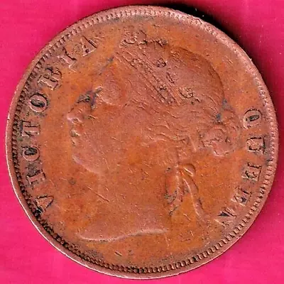 Straits Settlements 1897 One Cent Victoria Queen Facing Left Rare Coin  #KB187 • $13