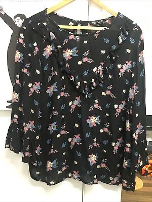 Ladies Dorothy Perkins Blouse Navy/floral Size 14 • £2