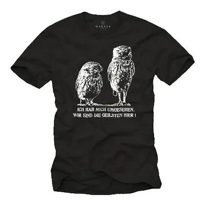 Funny Men Slogan Womens T-shirt With Owl Design Print - Short Sleeve Animal Tee • £17.04