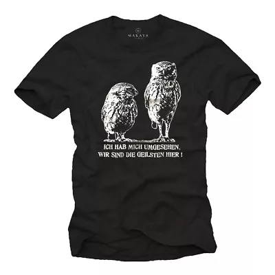 Funny Men Slogan Womens T-shirt With Owl Design Print - Short Sleeve Animal Tee • £17.04