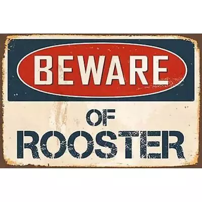 Metal Sign Warning Beware Rooster Garage Home Wall Cave Store Shop Tin Decor Art • $9.59