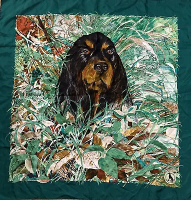 VTG Francois Marot Paris France 100% Silk Square Scarf Gordon Setter Dog 34”x34” • $45