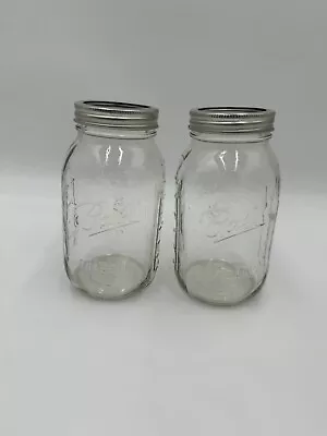 Mason Ball Jar With Lids And Bands 32OZ Clear Regular Mouth 2 Pack BPA Free • $14.10