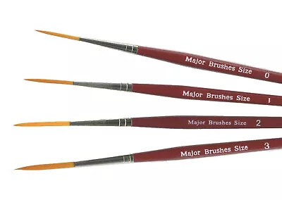 Set 4 Fine Synthetic Artist Rigger Paint Brushes Sizes 0 1 2 3 Oil Acrylic Water • £5.75