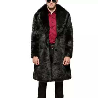 Winter Mens Long Faux Fox Fur Coats Parka Thicken Warm Furry Overcoats Casual L • $96.53