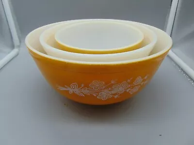 Pyrex Butterfly Gold Nesting Mixing Bowls 401 402 403 • $99.99