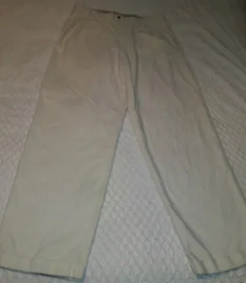 $10 • Buy Carribean Joe Linen Khaki Pants Slacks Beach 34x31.5 Casual Pleated Front Cuffed